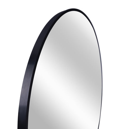 39 Inch Black Metal Framed Round Bathrrom Mirror for Wall.